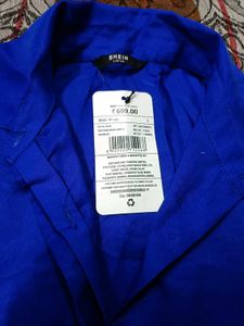 Shein Blue Sleeveless Collared Shirt