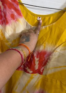 Yellow Floral Print Kurta with dupatta