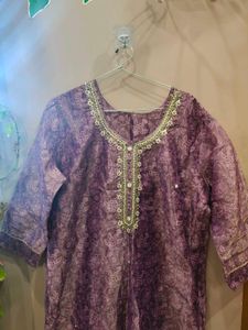 Elegant Purple Embroidered Kurti
