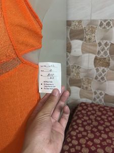 Elegant Orange Lace Trim Nightgown