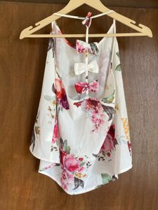 Floral Print bow back Top