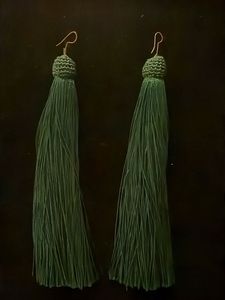 Long Green Tassel Earrings