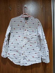 boys Striped Boat Print Shirt