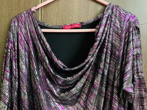 imported metallic silver pink black top for sale