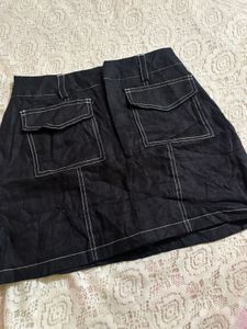 Dark Wash Cargo Mini Skirt