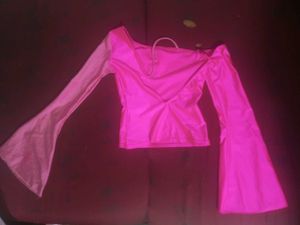 Hot Pink One Shoulder Bell Sleeve Top