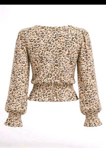 y2k Leopard Print V-Neck Top