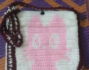 Handmade Crochet cat Sling Bag