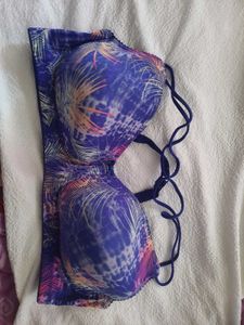 Electric Blue Printed Racerback Bra