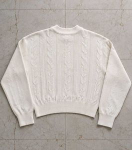 CREAM CABLE KNIT CROPPED SWEATER
