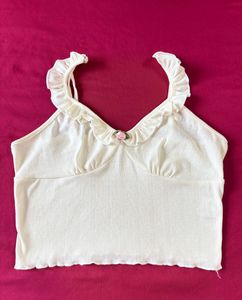 Savana Off White Ruffle Sleeveless Top
