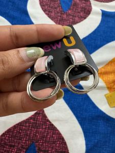 New U Pink Hoop Earrings