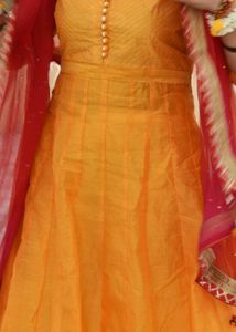 Yellow Kurta Set with white Dupatta