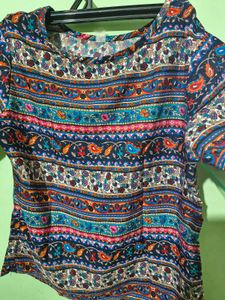 Colorful Boho Striped 3/4 Sleeve Top