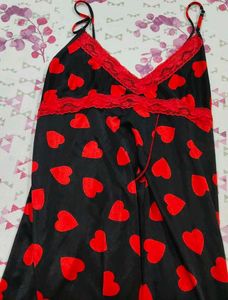 Black &amp; Red Heart Print  Sweet Nightie
