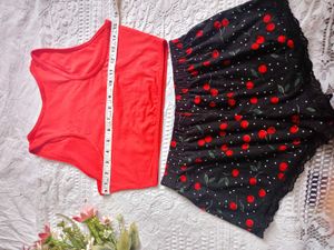 Cute Cherry Print Pajama Set