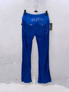 Sparkling Blue Wide-Leg Pants