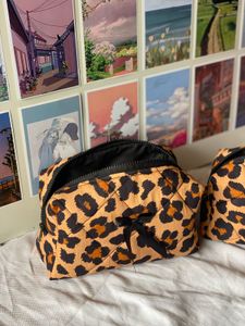 Quilted Leopard Print Pouch