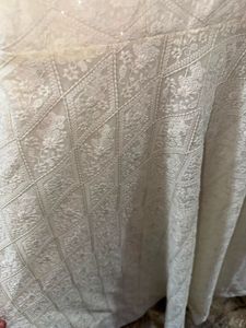 new white chikankari sequence work gown