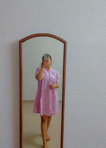 Pink Floral Print Mini Dress