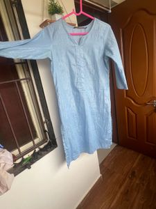 Light Blue Textured Kurta