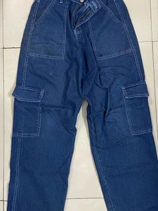 Blue Denim Cargo Pants