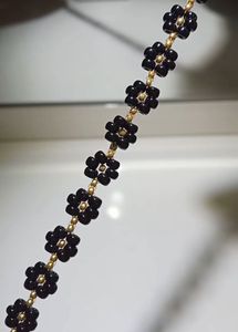 Black Flower Beaded Bracelet