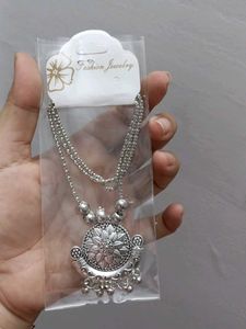 Boho Silver Oxidized Necklace