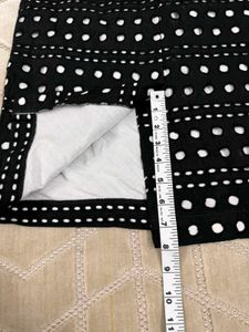 Chic Black Eyelet Midi Skirt