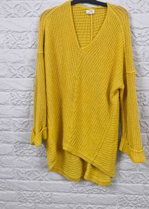 Chic Yellow V-Neck Knit Sweater