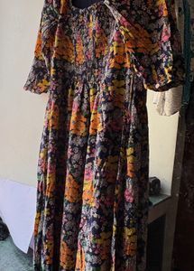 Floral Print Midi Dress with Slit