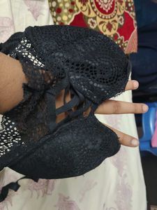 Lace Trimmed Black Bra