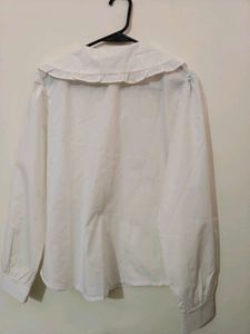 Cute White Ruffle Collar Shirt