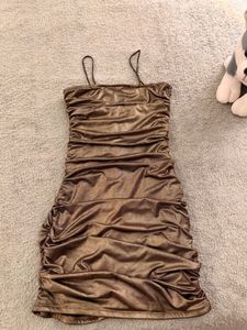 Metallic Ruched Mini Dress♨️