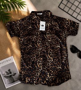 Stylish Leopard Print Short Sleeve Shirt