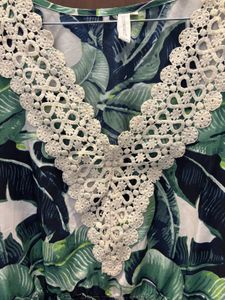 Tropical Print Crochet Cover-Up
