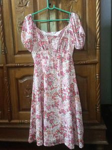 Floral Puff Sleeve Midi Dress