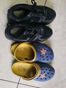 combo of Sneakers and crocks