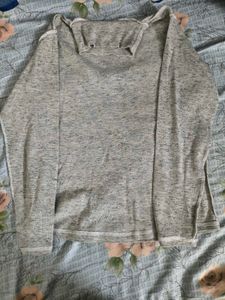 Grey Turtleneck Long Sleeve Top