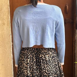 Blue Knit Cardigan Jacket