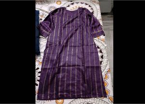 Elegant Purple Kurti with Gold Stripes