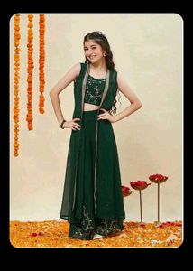 3-4 year Elegant Green Embroidered Kurta Set