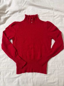Red Turtleneck Knit Sweater