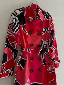 Abstract Print Trench Coat