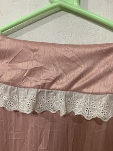 Pink Satin Nightgown with Lace Collar