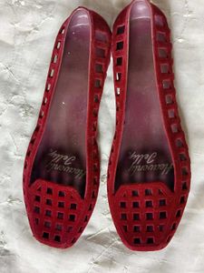 Heavenly Jelly Red Cut-Out Ballet Flats