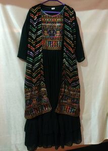 Black Party Wear Kurta With Long Shrug🖤