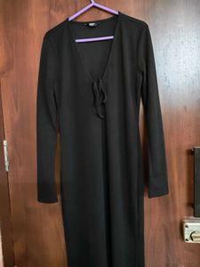 shein Black Long Sleeve Maxi Dress