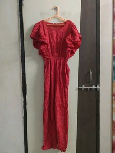 Red Polka Dot Ruffle Sleeve jumpsuit