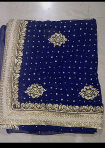 Exquisite Embellished Navy Blue Saree